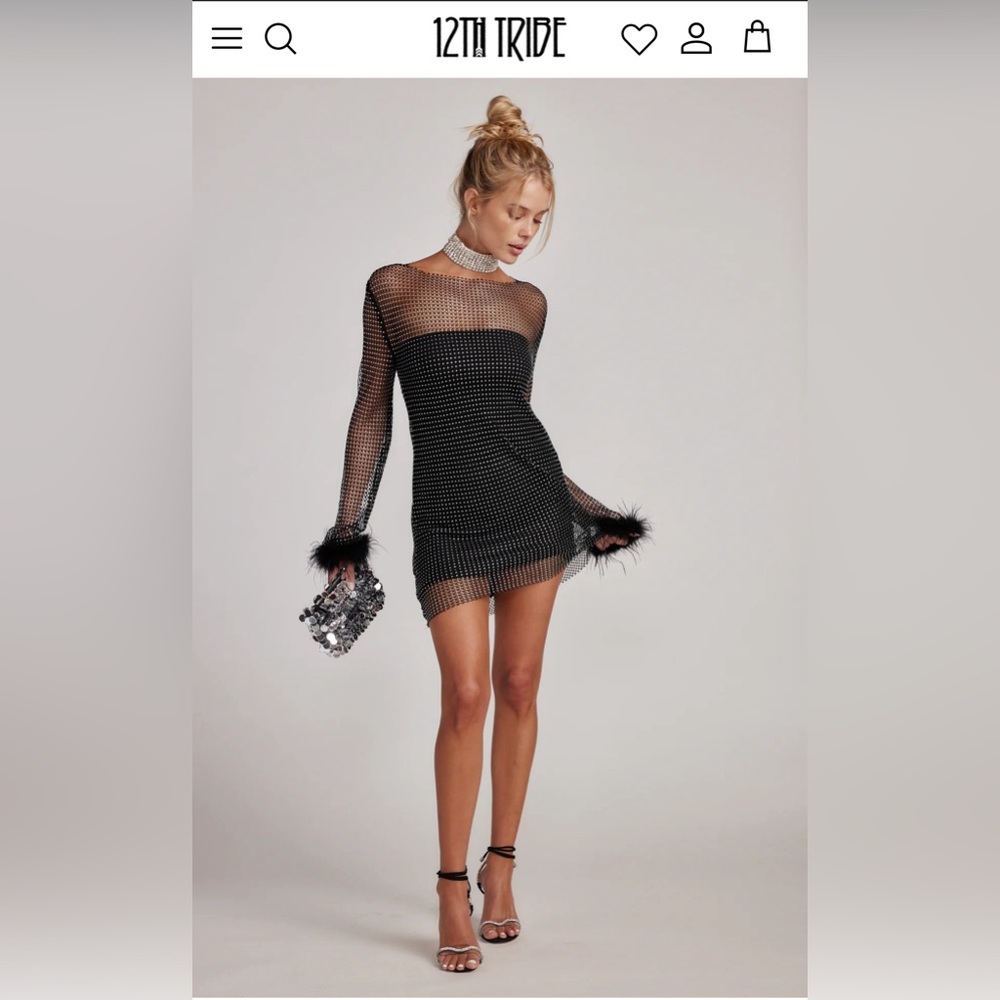 12th Tribe Martini Black Mesh Mini Dress